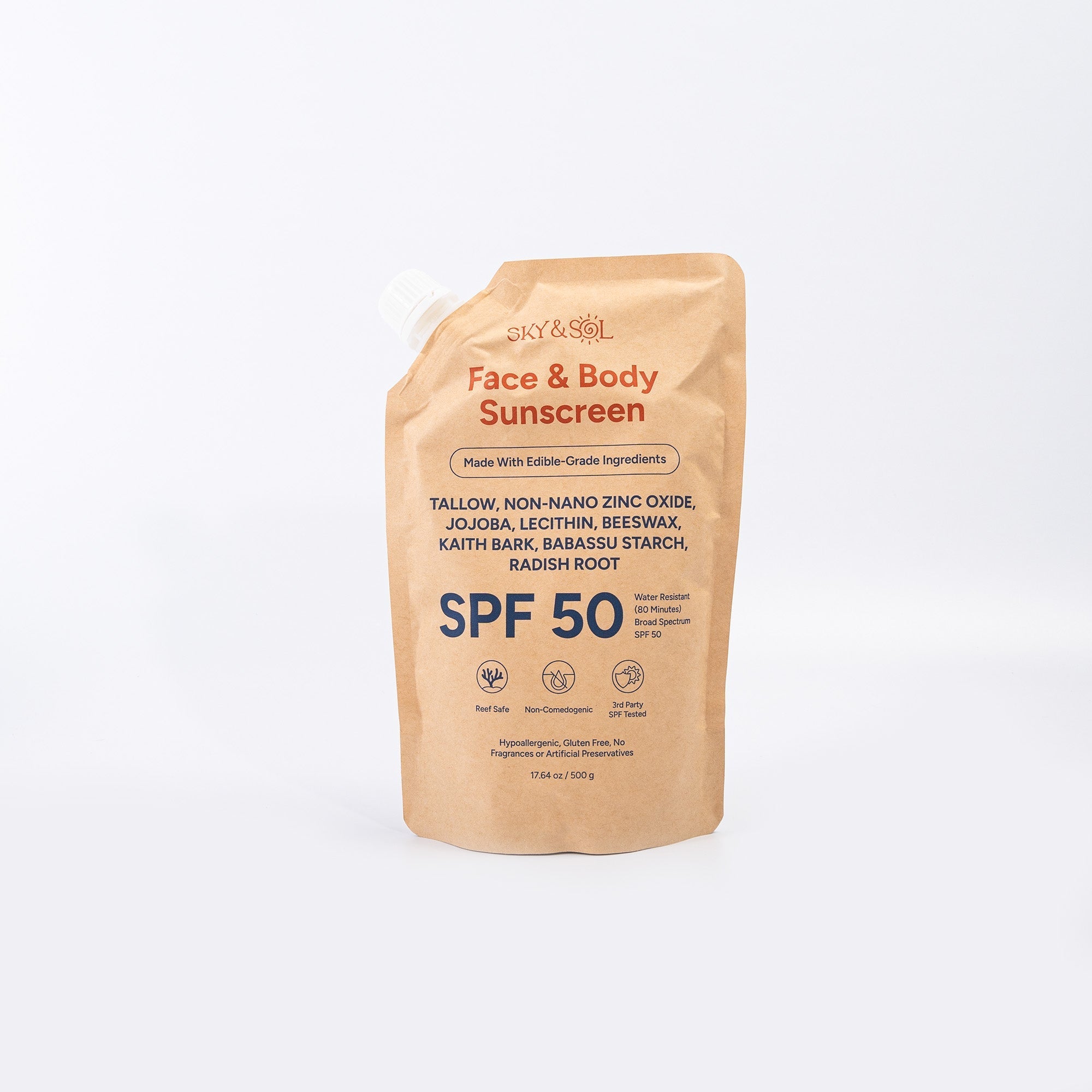 Face and Body Sunscreen Kraft Bag SPF 50 - 500g